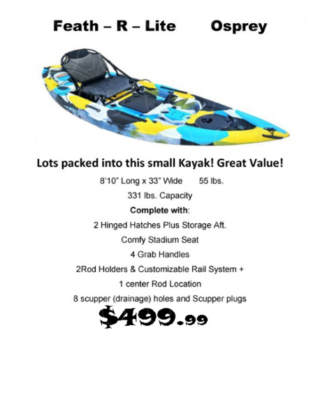 Feath-R-Lite Osprey 8'10" Long 331lbs Capacity Stadium Seat 2 Rod Holders Rail System 4 Grab Handles